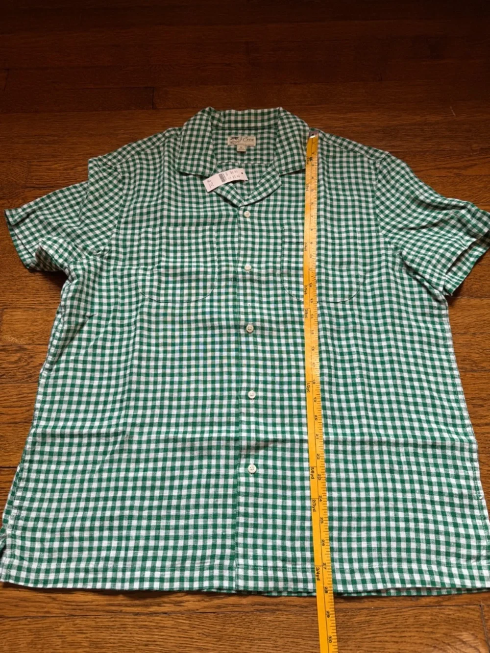 J Crew Short-sleeve linen camp-collar shirt in gingham